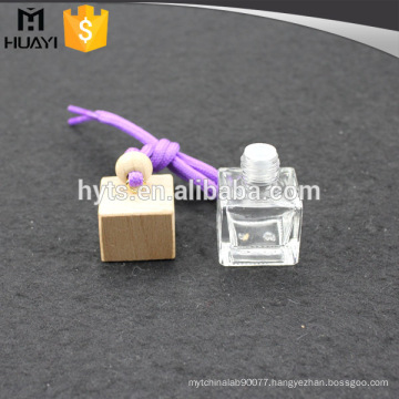 cute square wooden cap car perfume bottle